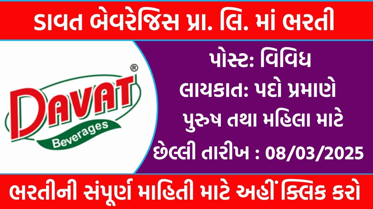 Davat Beverages Pvt. Ltd. Recruitment