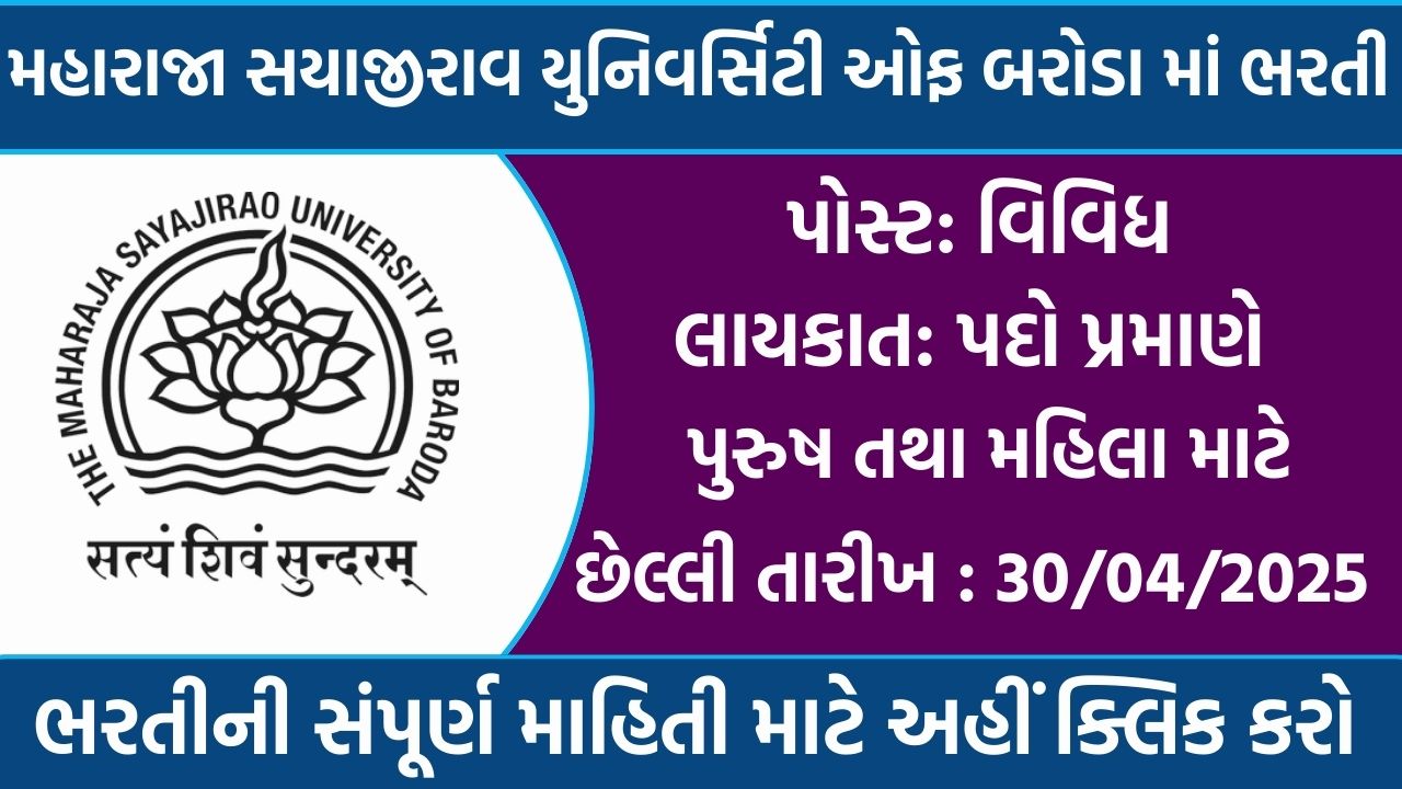 MSUBARODA Recruitment 2025