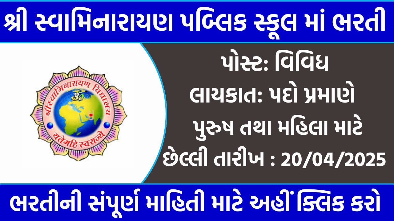 Shree Swaminarayan Public School Recruitment